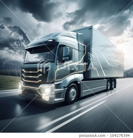 Futuristic truck with trailer scene. Technology Concept 104276394
