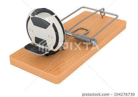 Monowheel balance vehicle inside mousetrap. 3D rendering 104276730