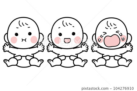 尿布中嬰兒的面部表情插圖 尿布中嬰兒的面部表情插圖 104276910