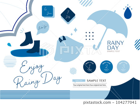 Umbrella and raincoat rainy season illustration set Umbrella and raincoat rainy season illustration set 104277041