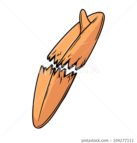 Illustration of broken surfing board. Design element for poster, card, banner, sign. Vector illustration Illustration of broken surfing board. Design element for poster, card, banner, sign. Vector illustration 104277111
