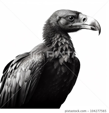 Black condor, large bird of prey, portrait isolated on white close-up 104277565