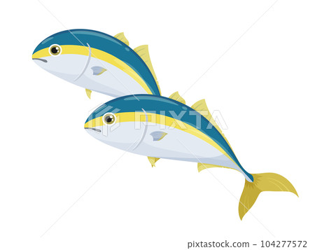 可愛的黃尾魚的插圖 可愛的黃尾魚的插圖 104277572