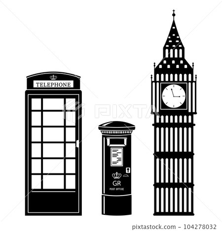 Vector set of London attractions. a set of vector silhouette illustrations of the sights of London, England. Vector set of London attractions. a set of vector silhouette illustrations of the sights of London, England. 104278032
