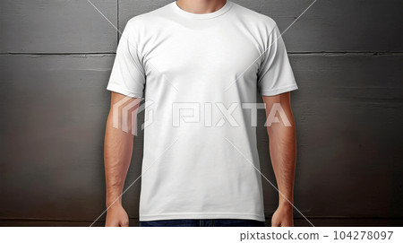 Photo white t-shirts for logos, inscriptions, designers, printing, copy space 104278097