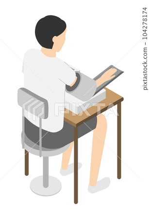 Men measuring blood pressure, isometric 104278174