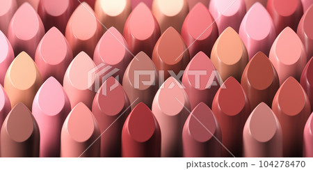 Lipsticks of different colors in row. Make up beauty concept background. Lipsticks of different colors in row. Make up beauty concept background. 104278470