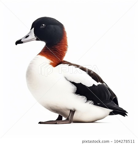 Ruddy shelduck, beautiful white black orange duck waterfowl isolated on white close-up, Ruddy shelduck, beautiful white black orange duck waterfowl isolated on white close-up, 104278511