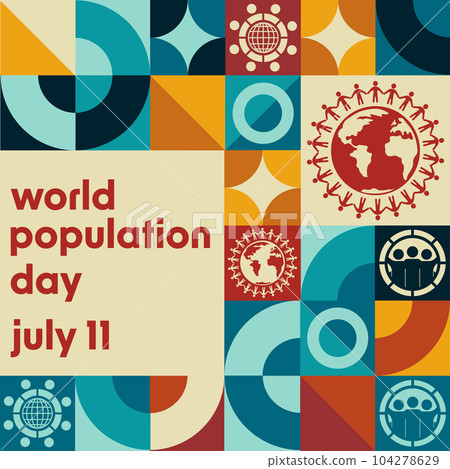 World Population Day. July 11. Holiday concept. Template for background, banner, card, poster with World Population Day. July 11. Holiday concept. Template for background, banner, card, poster with 104278629
