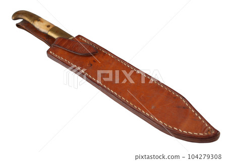 Vintage hunting knife with leather holster 104279308