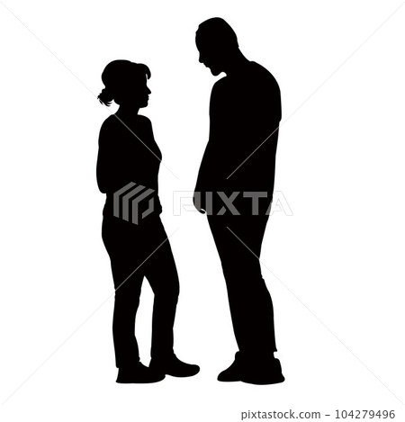 a couple making chat, silhouette vector 104279496