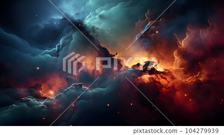 Universe scene with stars and galaxies in outer space showing beauty of space Universe scene with stars and galaxies in outer space showing beauty of space 104279939