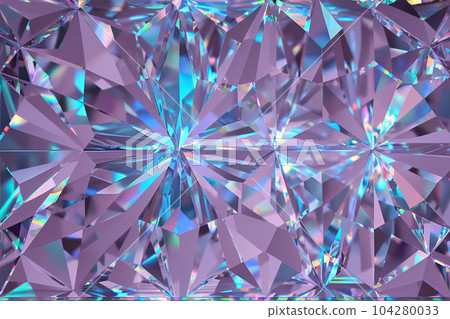 Magic crystal with geometric shapes, macro view, sparkling reflections and iridescent colors, holographic gradients, generated by artificial intelligence, AI Generated 104280033
