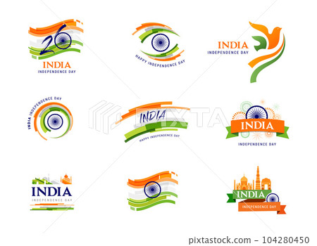 India Independence day, banner, poster and greeting card. 76 Year Anniversary Independence Day Logo India Independence day, banner, poster and greeting card. 76 Year Anniversary Independence Day Logo 104280450