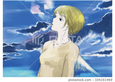 Blue sky and angel 104281469