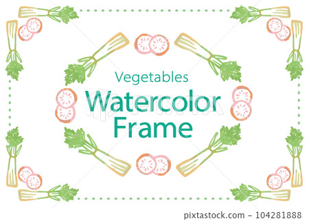 蔬菜的時尚水彩插圖。帶框架的設計模板。設計矢量素材 104281888