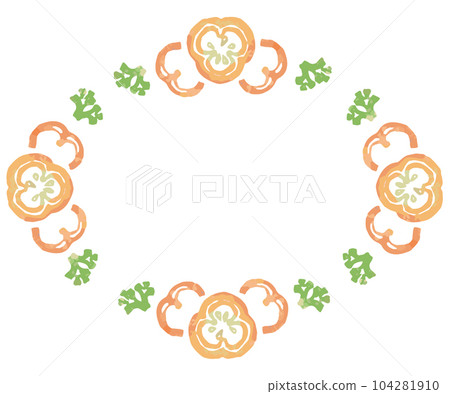 蔬菜的時尚水彩插圖框架。因為它是矢量素材，所以很容易用於設計。 104281910