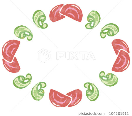 蔬菜的時尚水彩插圖框架。因為它是矢量素材，所以很容易用於設計。 104281911