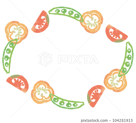 蔬菜的時尚水彩插圖框架。因為它是矢量素材，所以很容易用於設計。 104281913