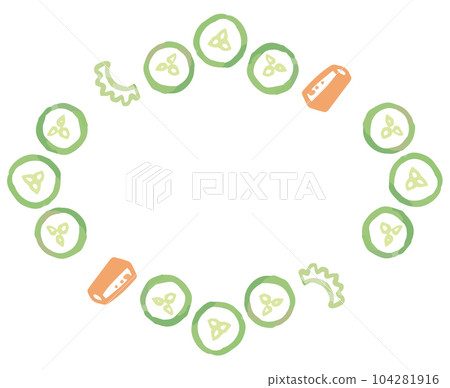 蔬菜的時尚水彩插圖框架。因為它是矢量素材，所以很容易用於設計。 104281916