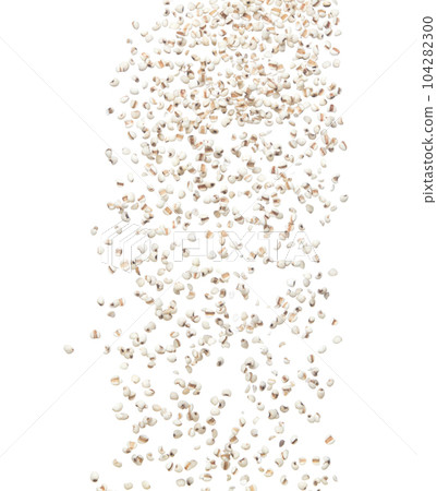 Job's Tear flying explosion, white grain job tear float abstract cloud fly. Beautiful job's tear splash stop in air, food object design. White background isolated high speed shutter freeze motion Job's Tear flying explosion, white grain job tear float abstract cloud fly. Beautiful job's tear splash stop in air, food object design. White background isolated high speed shutter freeze motion 104282300
