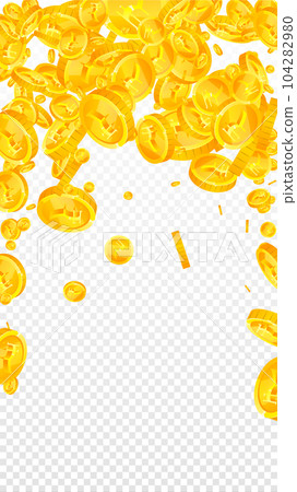 Indian rupee coins falling. Scattered gold INR coins. India money. Great business success concept. Vector illustration. Indian rupee coins falling. Scattered gold INR coins. India money. Great business success concept. Vector illustration. 104282980