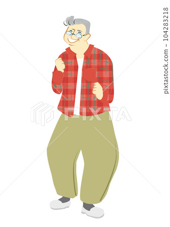 Smiling senior man in fat red clothes 104283218