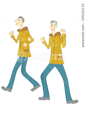 Smiling senior man walking 104283219