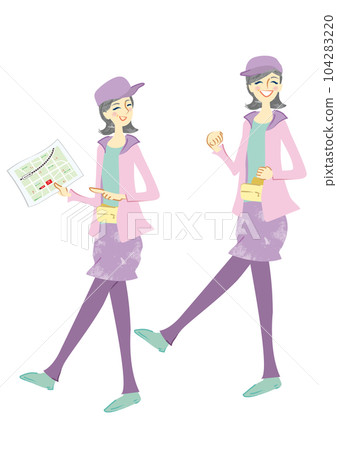 A smiling senior woman who enjoys walking and walking around town A smiling senior woman who enjoys walking and walking around town 104283220