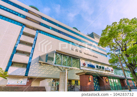 Yokohama cityscape in Japan Early morning. View of Yokohama Station (east exit) bathed in the morning sun = June 25 104283732