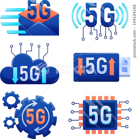 Mobile wireless 5th generation technology element design illustration. 5G wireless network technology concept 104284208