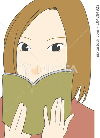 Cute girl reading a book illustration material (1) Cute girl reading a book illustration material (1) 104284922