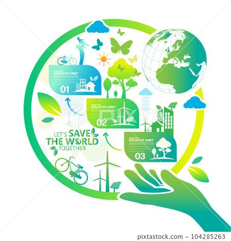 Ecology.Green cities help the world with eco-friendly concept ideas.vector illustration	 104285263
