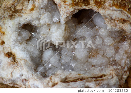 Rhinestone (quartz) brush with geode close up 104285280