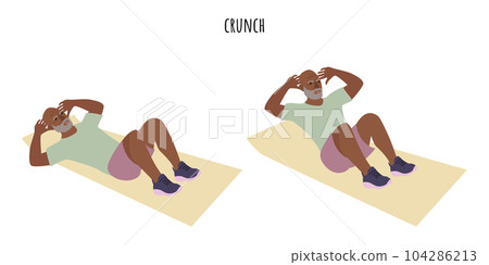 Senior athletic man doing crunch exercise workout Senior athletic man doing crunch exercise workout 104286213