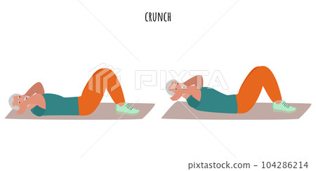 Senior athletic man doing crunch exercise workout Senior athletic man doing crunch exercise workout 104286214