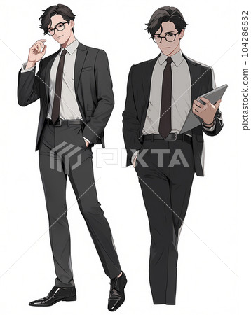穿西裝的男人的插圖（生成人工智能） 104286832
