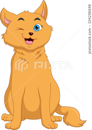 cute cat cartoon on white background cute cat cartoon on white background 104286846