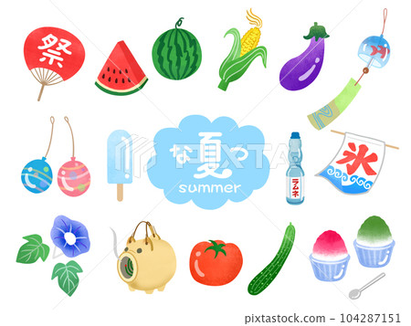 Summer illustration material 104287151