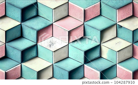 wall made of pink and turquoise blocks 104287910