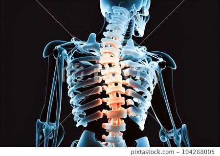 illustration of the skeletal system of the human body. Generative AI 104288005