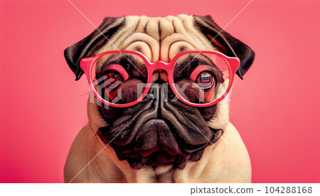 american bulldog with glasses. Generative AI 104288168