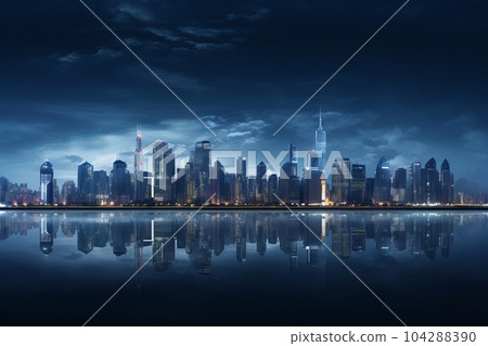 反映在水面上的建築群 AI 生成的圖像AI 圖像 反映在水面上的建築群 AI 生成的圖像AI 圖像 104288390