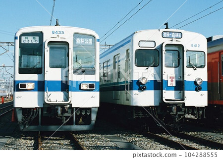 Tobu Railway 8000 series lined up at the depot 104288555