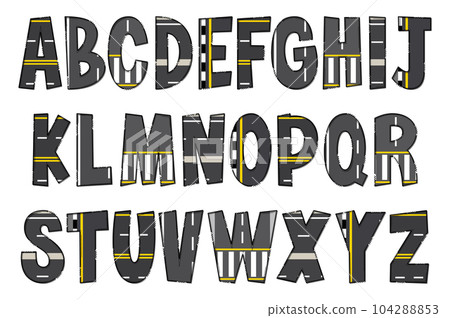 Handcrafted Straight Road Letters. Color Creative Art Typographic Design Handcrafted Straight Road Letters. Color Creative Art Typographic Design 104288853