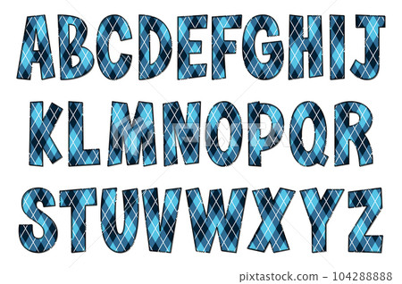 Handcrafted Blue Geometric Letters. Color Creative Art Typographic Design 104288888
