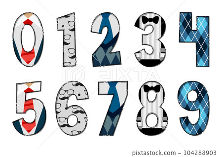 Handcrafted Father's Day Numbers. Color Creative Art Typographic Design Handcrafted Father's Day Numbers. Color Creative Art Typographic Design 104288903