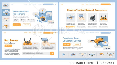 Landing page design set for drone online sale 104289653