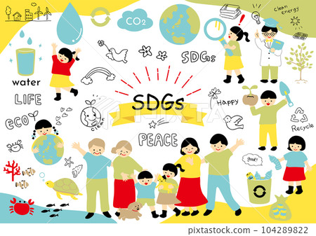 SDGs Sustainable Society Material Collection - Stock Illustration ...