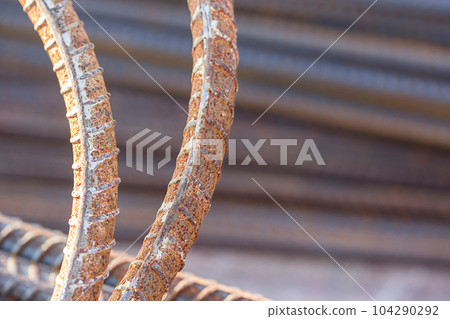 Close up steel rebar for reinforcement concrete Close up steel rebar for reinforcement concrete 104290292